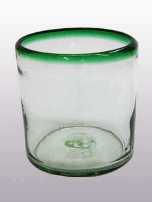 MEXICAN GLASSWARE / 'Emerald Green Rim' DOF - rock glasses 